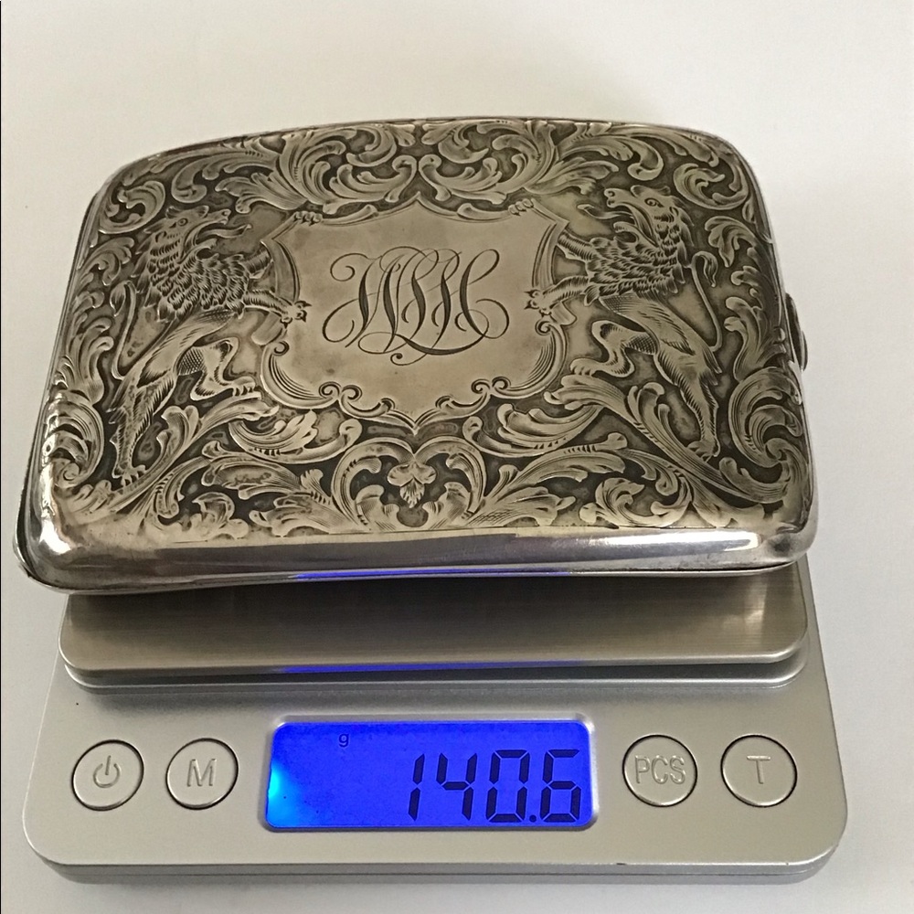 Unger Bros Antique Sterling Cigarette Case Lions - Picture 15 of 16
